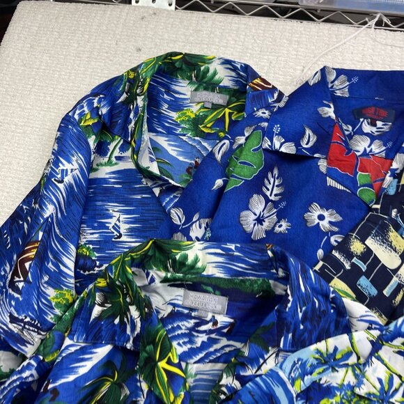 Lot x5 Bulk VTG Hawaii Floral Button Shirt Men L/XL Boats Palms Tree Party Read - Picture 2 of 15
